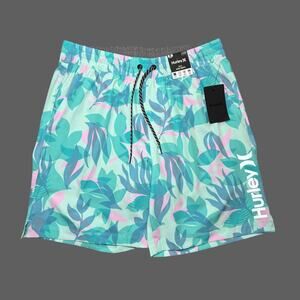 Hurley Aticama Volley Swim Trunks Tropical Mist Blue Tropical Size M NWT